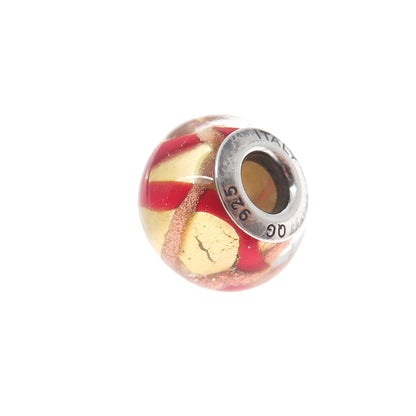 925 Sterling Silver QG Italy Multi-Color Murano Glass Bead Charm