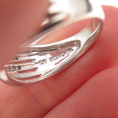 Kajal Naina 925 Sterling Silver Real Diamond Crisscross Ring Size 8.25