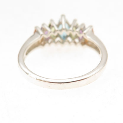 CNA Pranda 925 Sterling Vintage Real Topaz Peridot Citrine Amethyst Ring Size 10