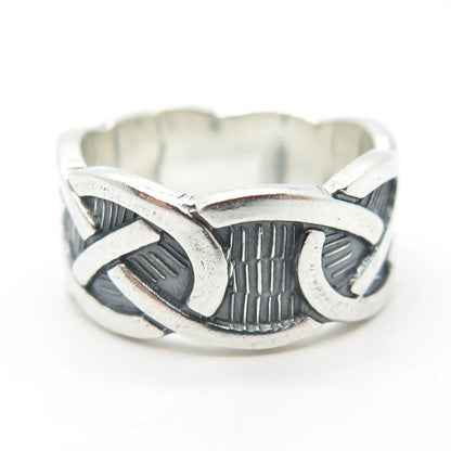 925 Sterling Silver Vintage Celtic Band Ring Size 7.5