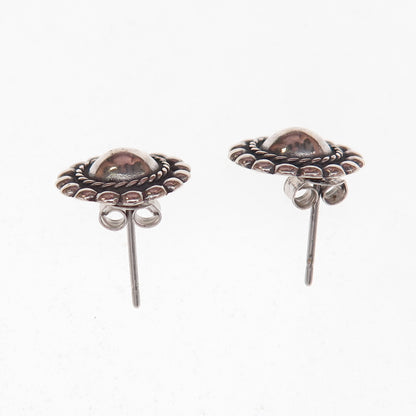 Old Pawn 925 Sterling Silver Vintage Southwestern Sun Beaded Tribal Earrings