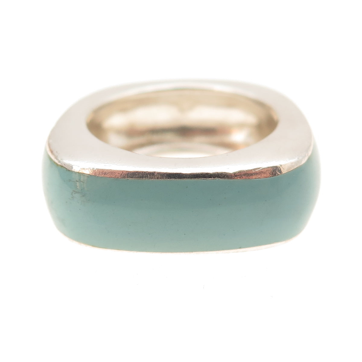 Argento Vivo 925 Sterling Silver Vintage Enamel Modernist Band Ring Size 7