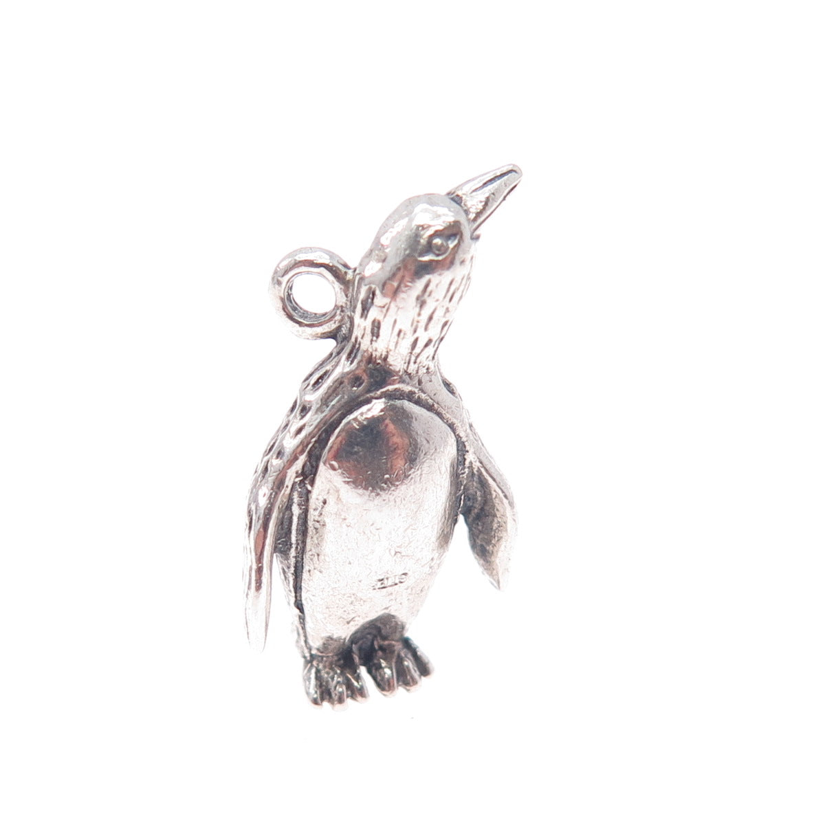 925 Sterling Silver Vintage Penguin Oxidized Mini 3D Charm Pendant