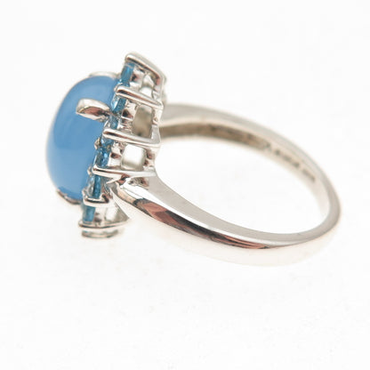 Michelle Albala 925 Sterling Silver Real Aquamarine & Blue Topaz Ring Size 6.25
