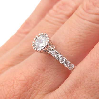 Charles Winston 925 Sterling Silver Round-Cut C Z Engagement Ring Size 9