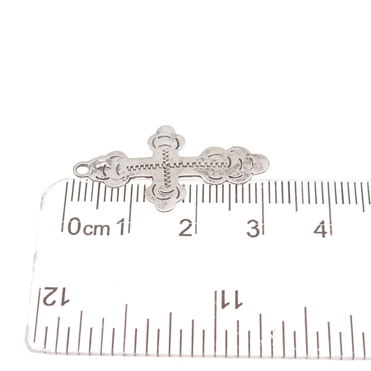 84 Silver Antique Orthodox Cross Oxidized Charm Pendant