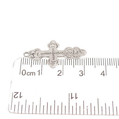 84 Silver Antique Orthodox Cross Oxidized Charm Pendant