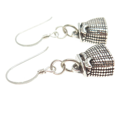 SUNWEST 925 Sterling Silver Vintage Picnic Basket Dangling Earrings