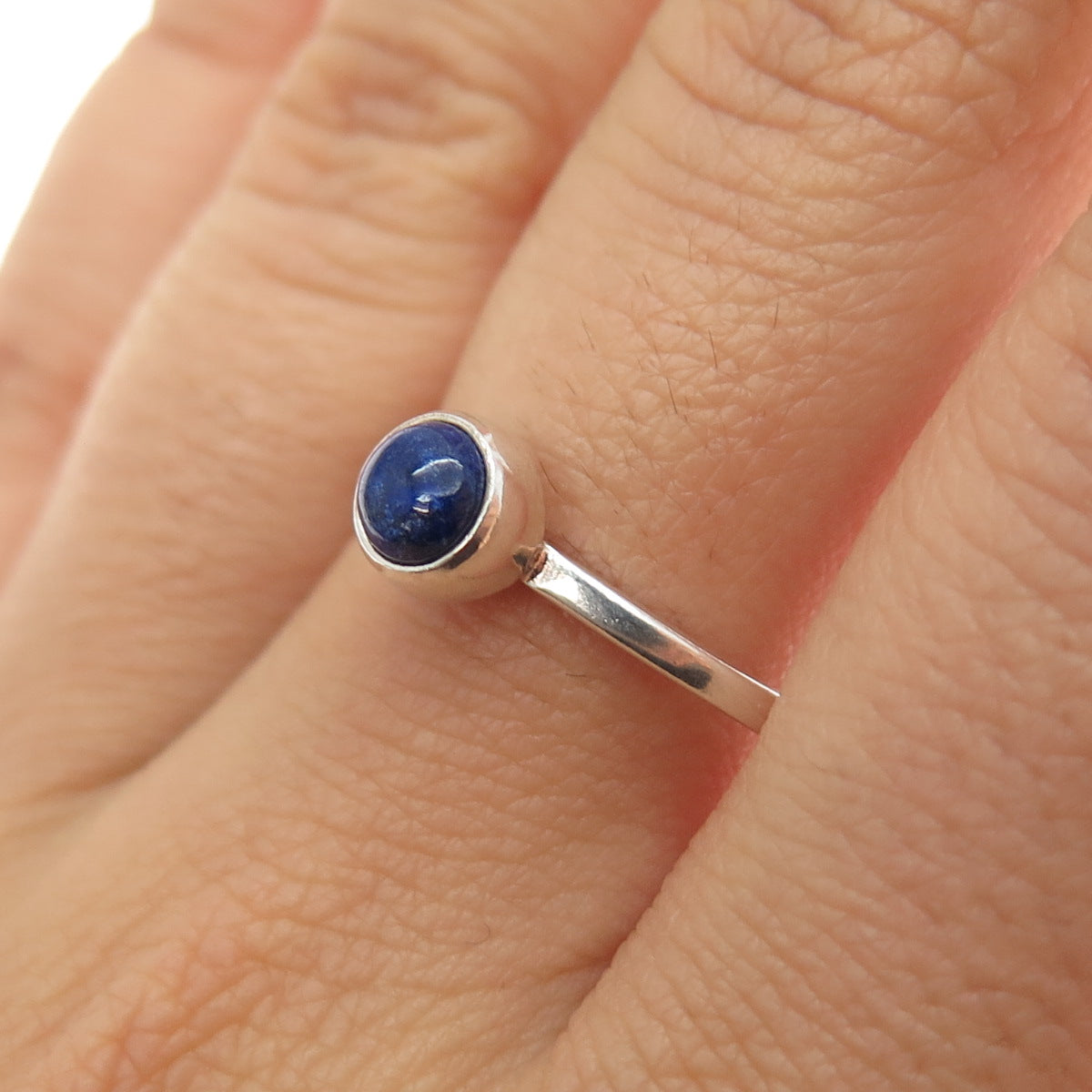 SHUBE 925 Sterling Silver Vintage Real Lapis Lazuli Ring Size 9
