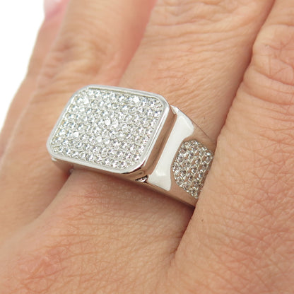 925 Sterling Silver Pave C Z Ring Size 11.25