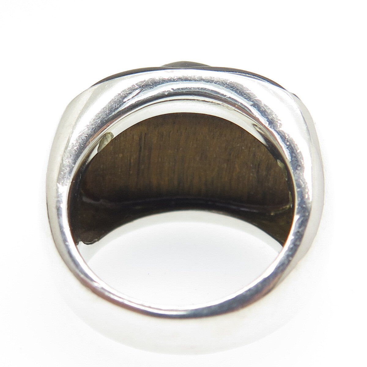 AIL Aluma 925 Sterling Silver Vintage Real Carved Tiger Eye Ring Size 7