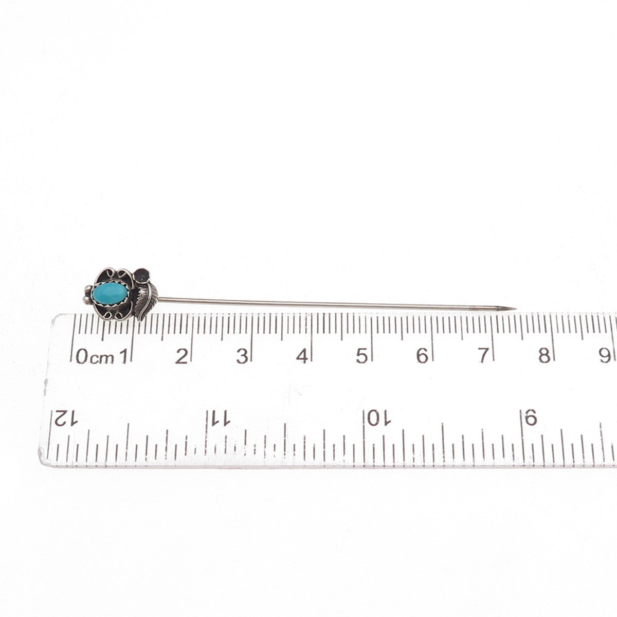 Old Pawn 925 Sterling Silver Vintage Southwestern Turquoise Feather Lapel Pin