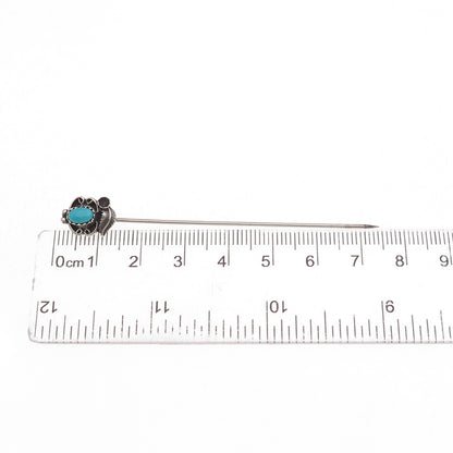 Old Pawn 925 Sterling Silver Vintage Southwestern Turquoise Feather Lapel Pin