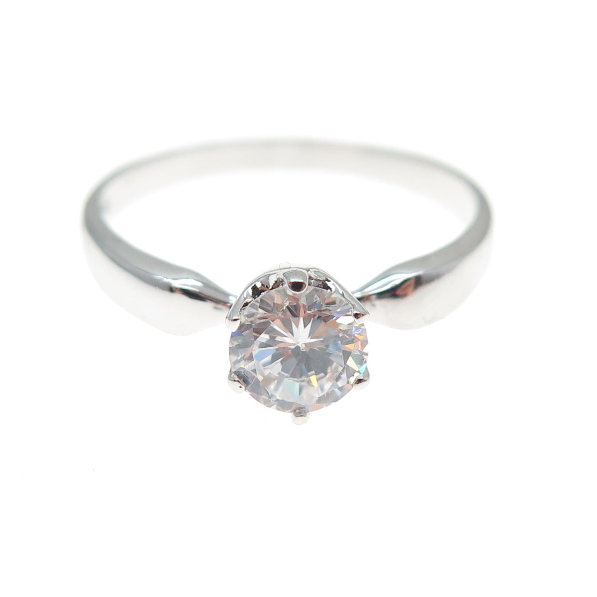 925 Sterling Silver Round-Cut C Z Engagement Ring Size 9.5