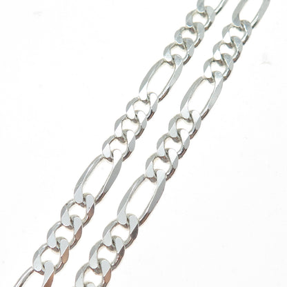 925 Sterling Silver Vintage Italy Figaro Chain Necklace 18"