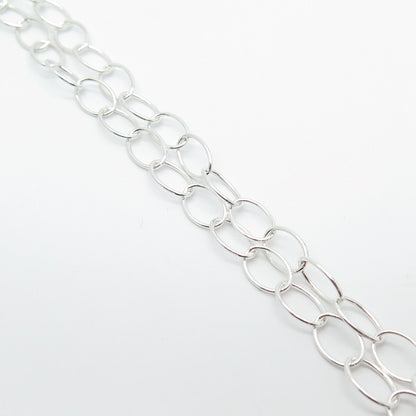 925 Sterling Silver Vintage Italy Hammered Finish Rolo Chain Necklace 16"