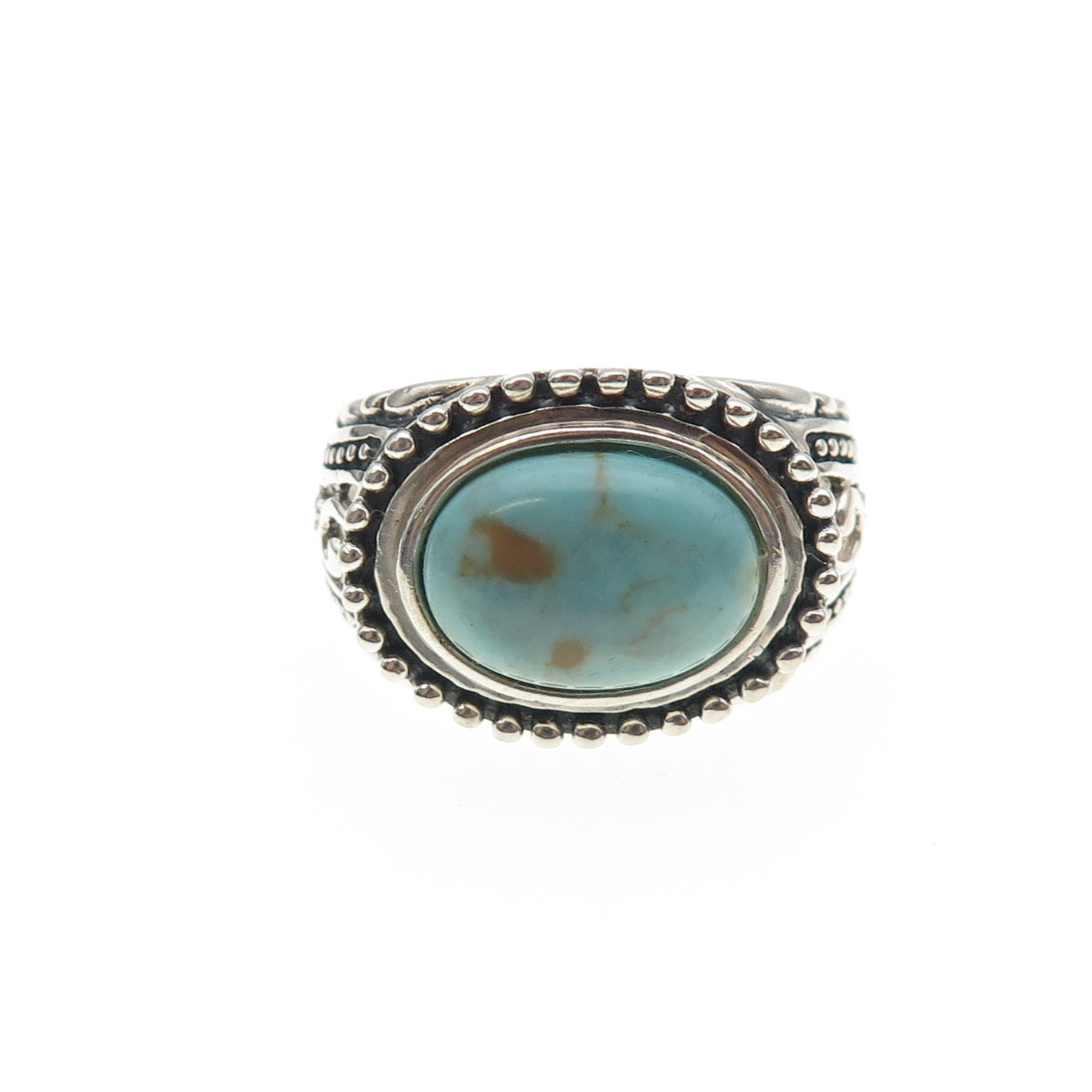 Collins Fine Jewelry Sterling Silver Vintage Real Tyrone Turquoise Ring Size 8
