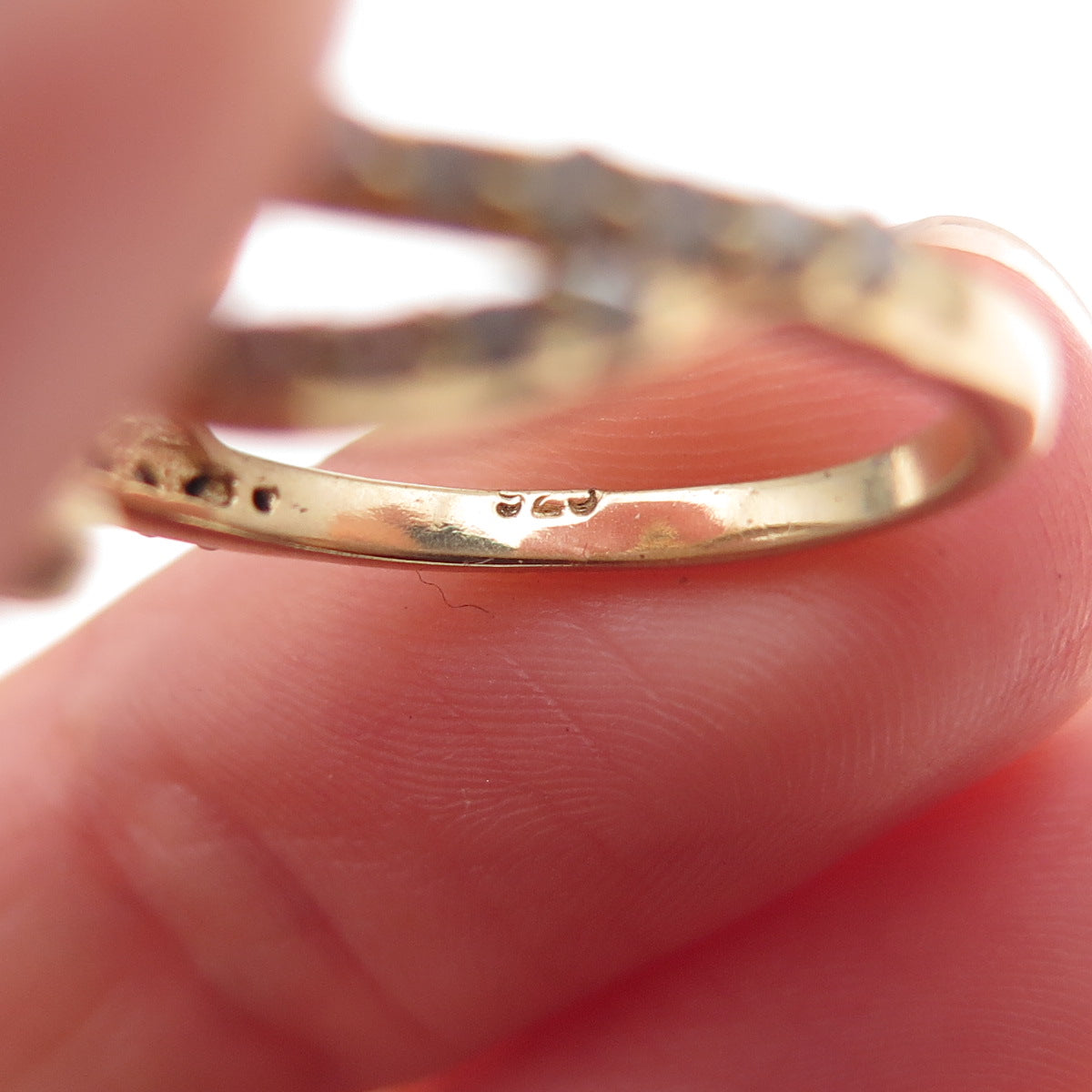 925 Sterling Silver Gold Plated Real Round-Cut Diamond Bypass Ring Size 6.25