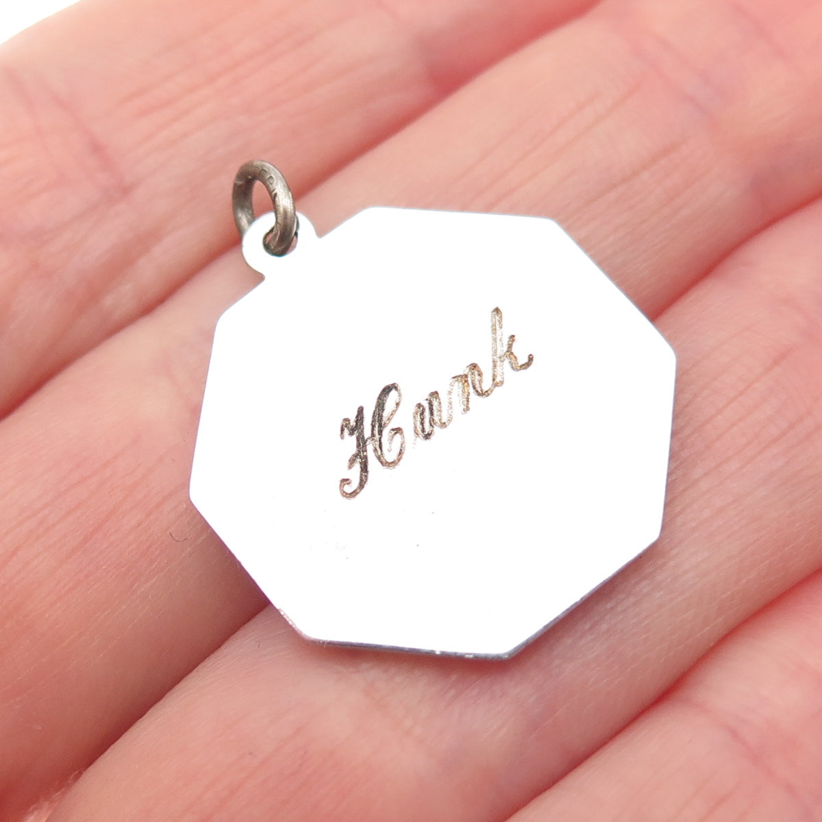 925 Sterling Silver Vintage Engraved Merry Christmas Charm Pendant