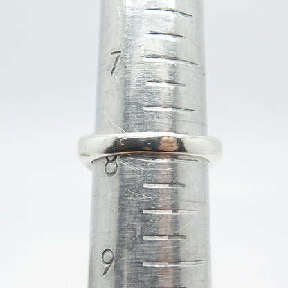 925 Sterling Silver Vintage Wide Ribbed Ring Size 7.75