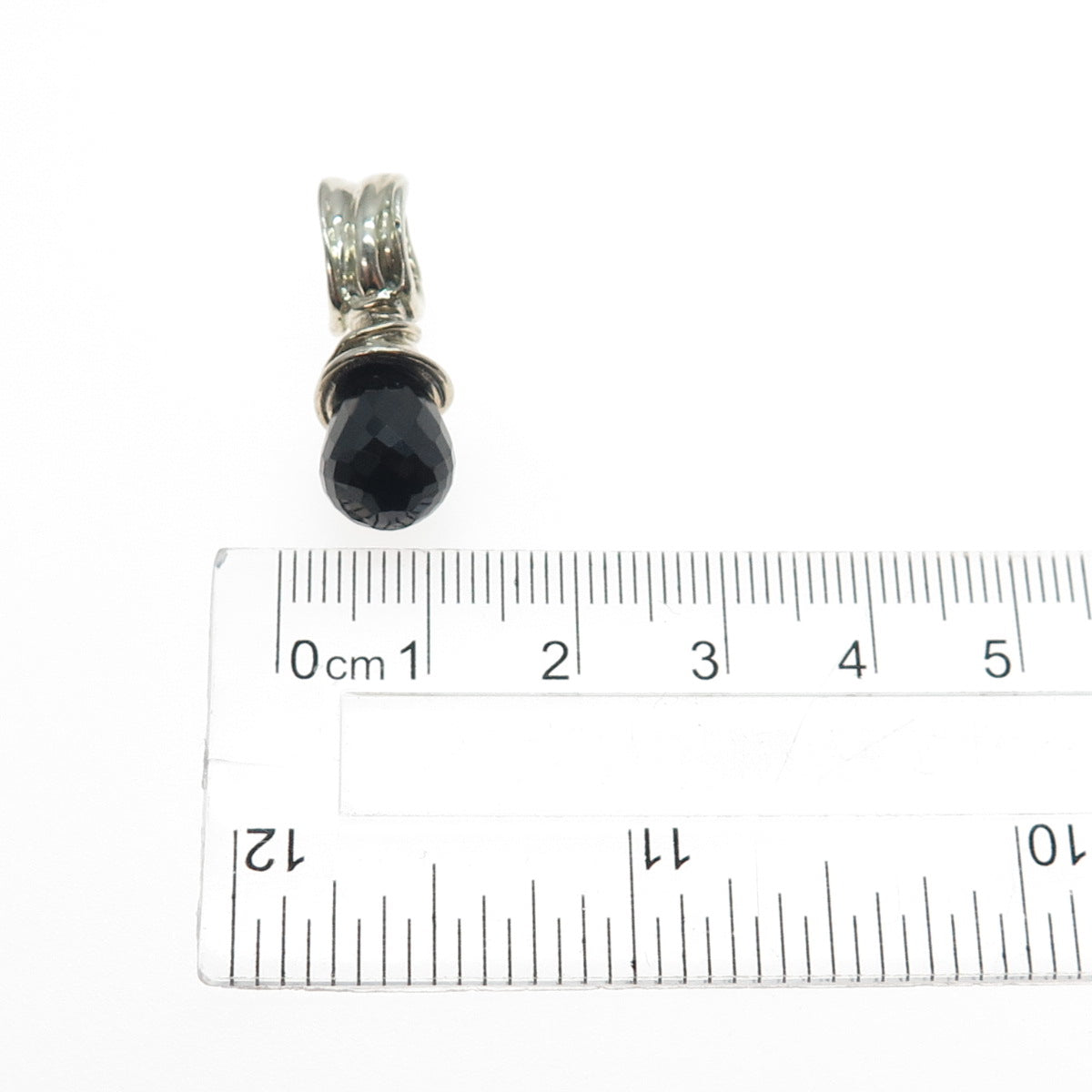 HAGIT GORALI 925 Sterling Silver Vintage Real Black Onyx Modernist Charm Pendant