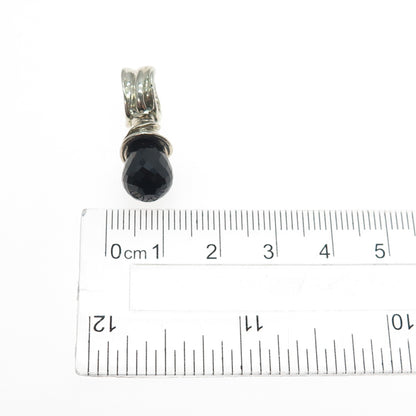 HAGIT GORALI 925 Sterling Silver Vintage Real Black Onyx Modernist Charm Pendant