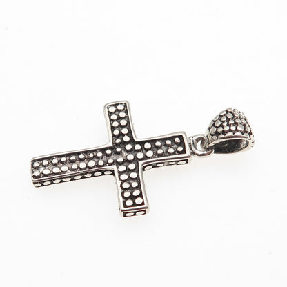925 Sterling Silver Vintage Dotted Cross Oxidized Charm Pendant