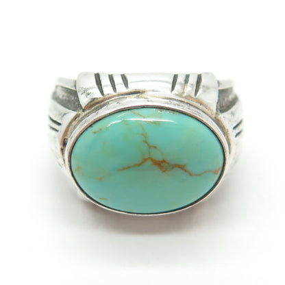 CAROL FELLEY Sterling Silver Vintage '93 Lone Mountain Turquoise Ring Size 10.25