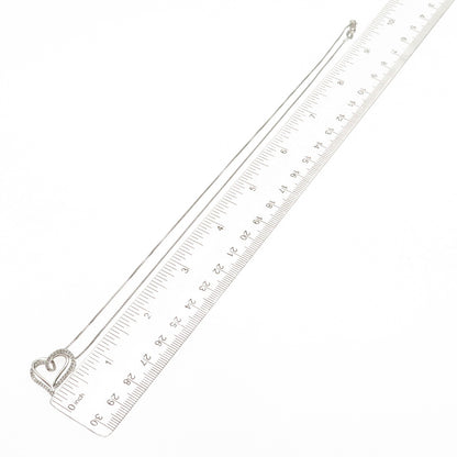 925 Sterling Silver Real Round-Cut Diamond Heart Box Chain Necklace 18"