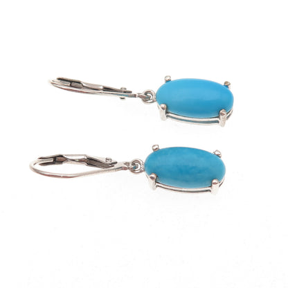 Chuck Clemency Sterling Silver Real Sleeping Beauty Turquoise Dangle Earrings
