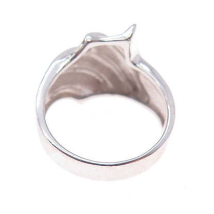 925 Sterling Silver Vintage Modernist Bypass Ring Size 8.75