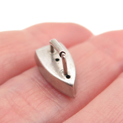 925 Sterling Silver Antique Art Deco Laundry Iron 3D Mini Charm Pendant