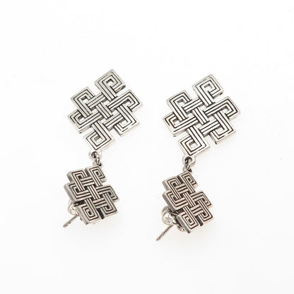 925 Sterling Silver Vintage Celtic Knot Oxidized Dangle Earrings