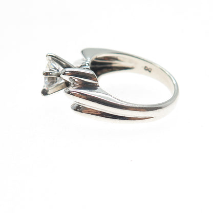 925 Sterling Silver Vintage Round-Cut C Z Modernist Ring Size 5
