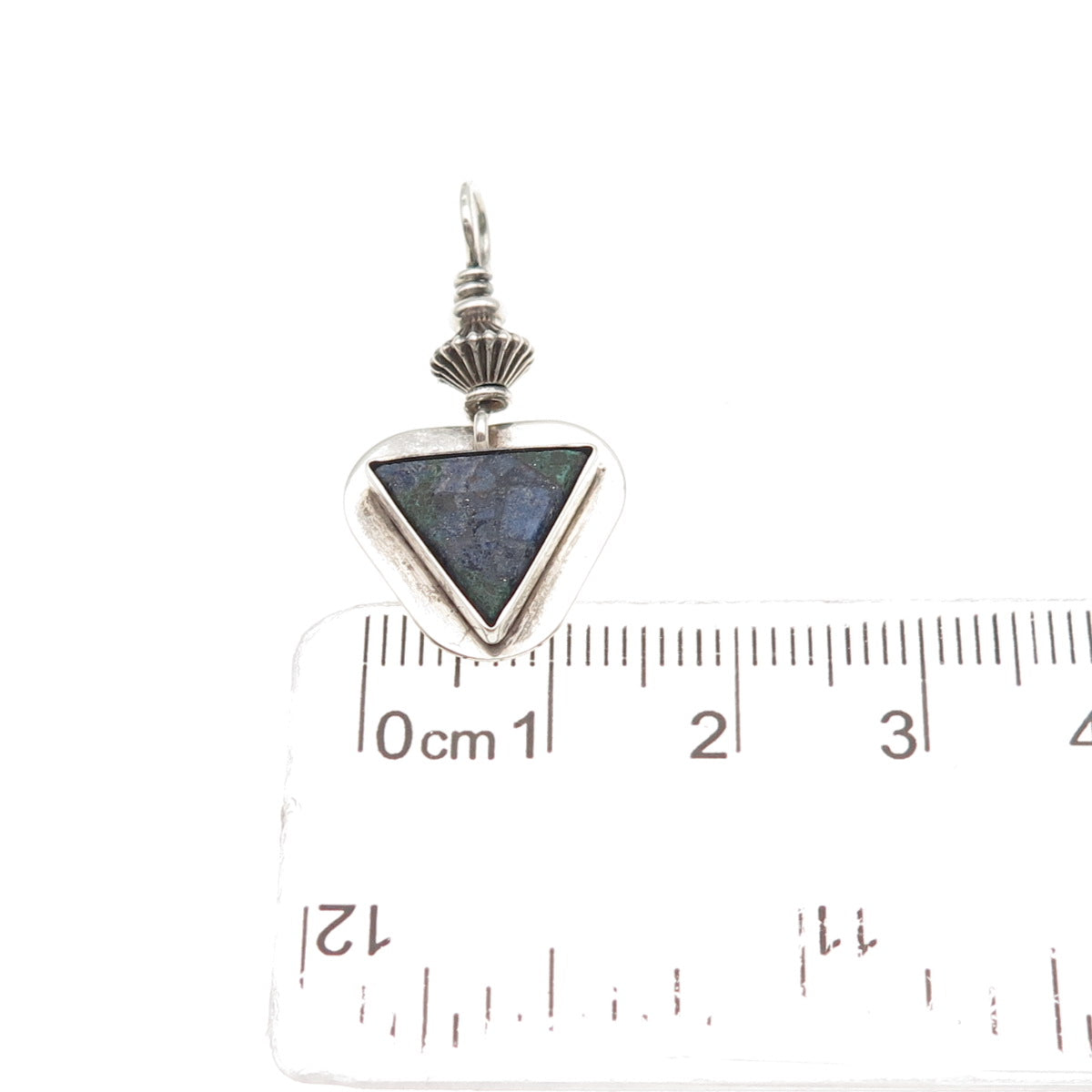 Old Pawn 925 Sterling Silver Vintage Southwestern Azurite Triangle Charm Pendant