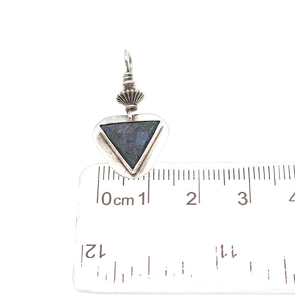 Old Pawn 925 Sterling Silver Vintage Southwestern Azurite Triangle Charm Pendant