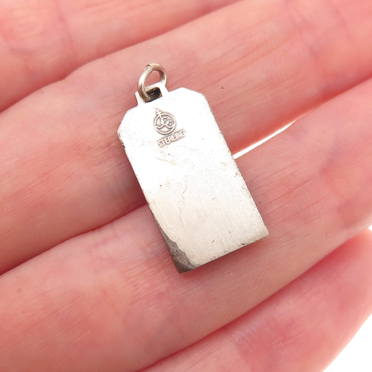 925 Sterling Silver Vintage St. Christopher Religious Oxidized Charm Pendant
