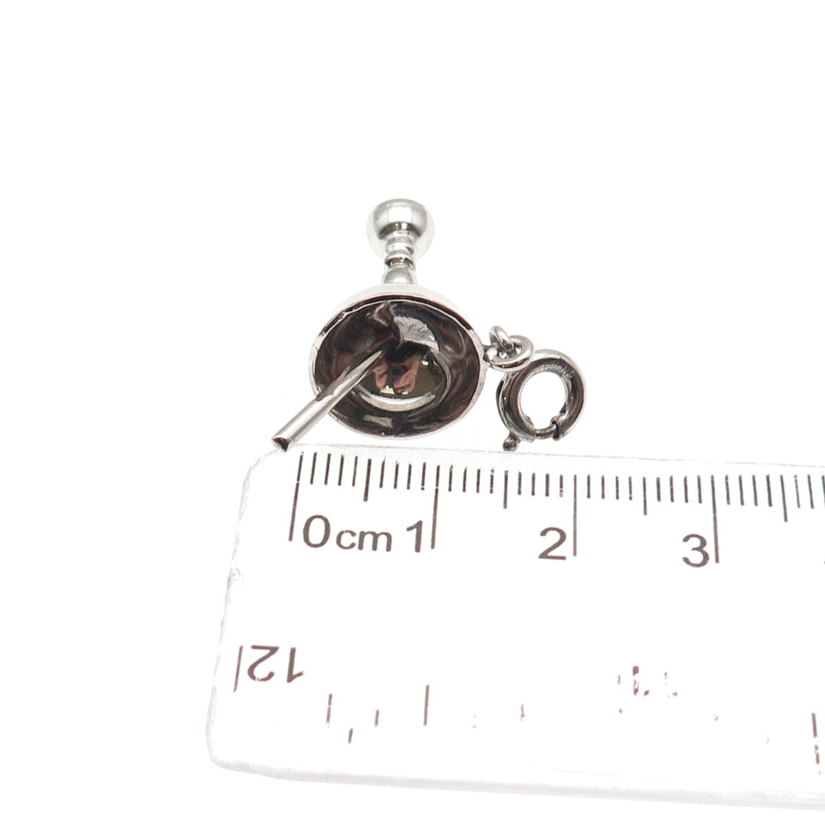 925 Sterling Silver Vintage Cocktail Glass Spring Ring Lock 3D Charm Pendant