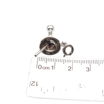 925 Sterling Silver Vintage Cocktail Glass Spring Ring Lock 3D Charm Pendant