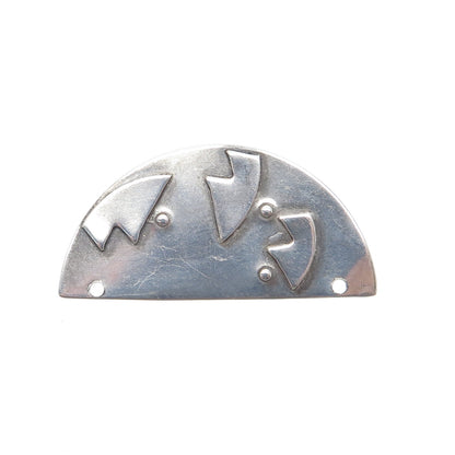 925 Sterling Silver Vintage Modernist Pin Brooch / Centerpiece Pendant