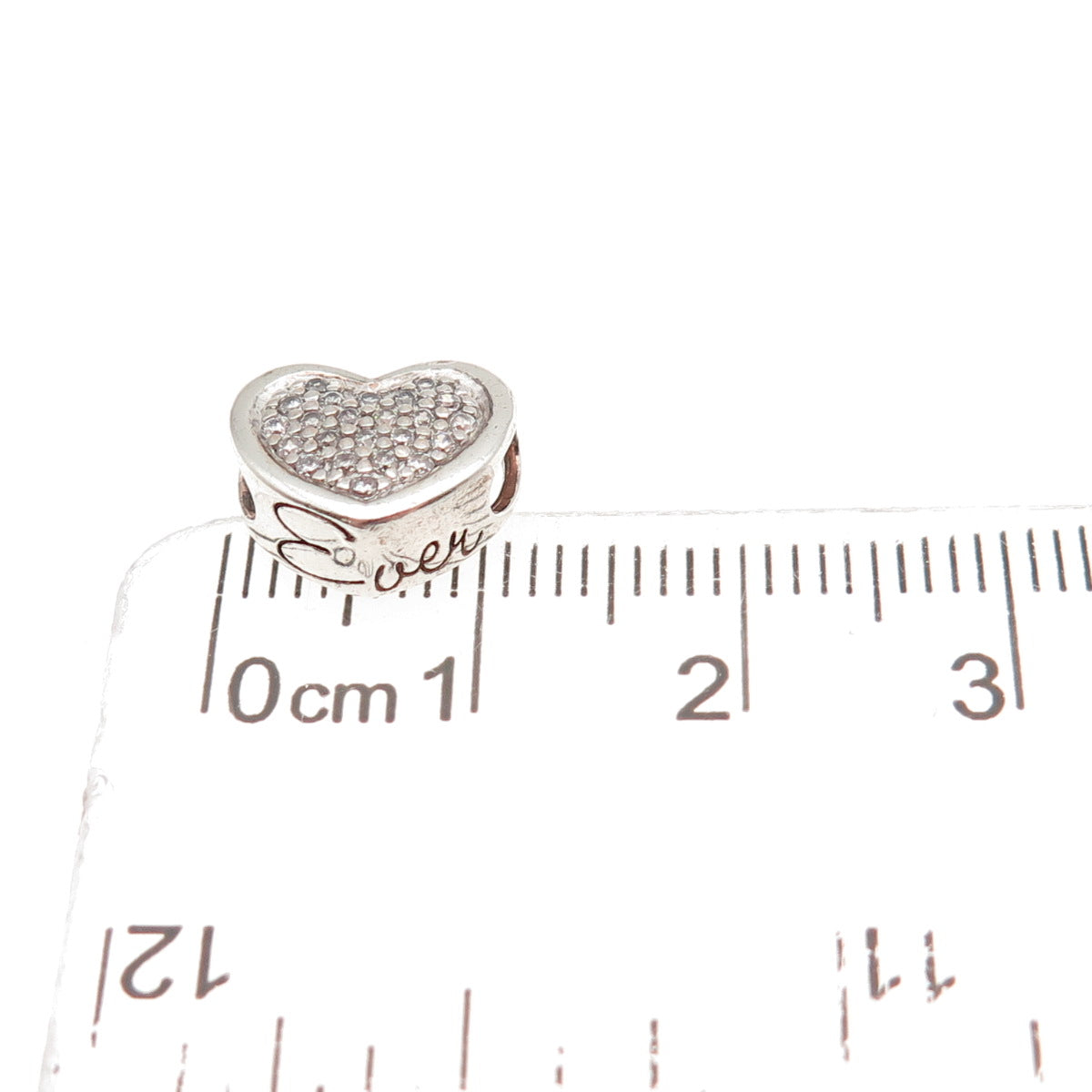 JCM Jacmel Mauritius 925 Sterling Silver C Z Heart Mini Slide Charm Pendant