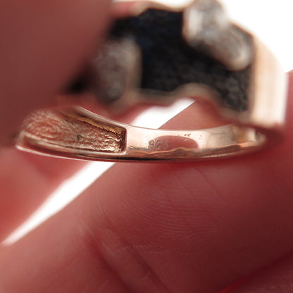 Samara Sterling Silver Gold Plated Real Blue & White Diamond Heart Ring Size 6