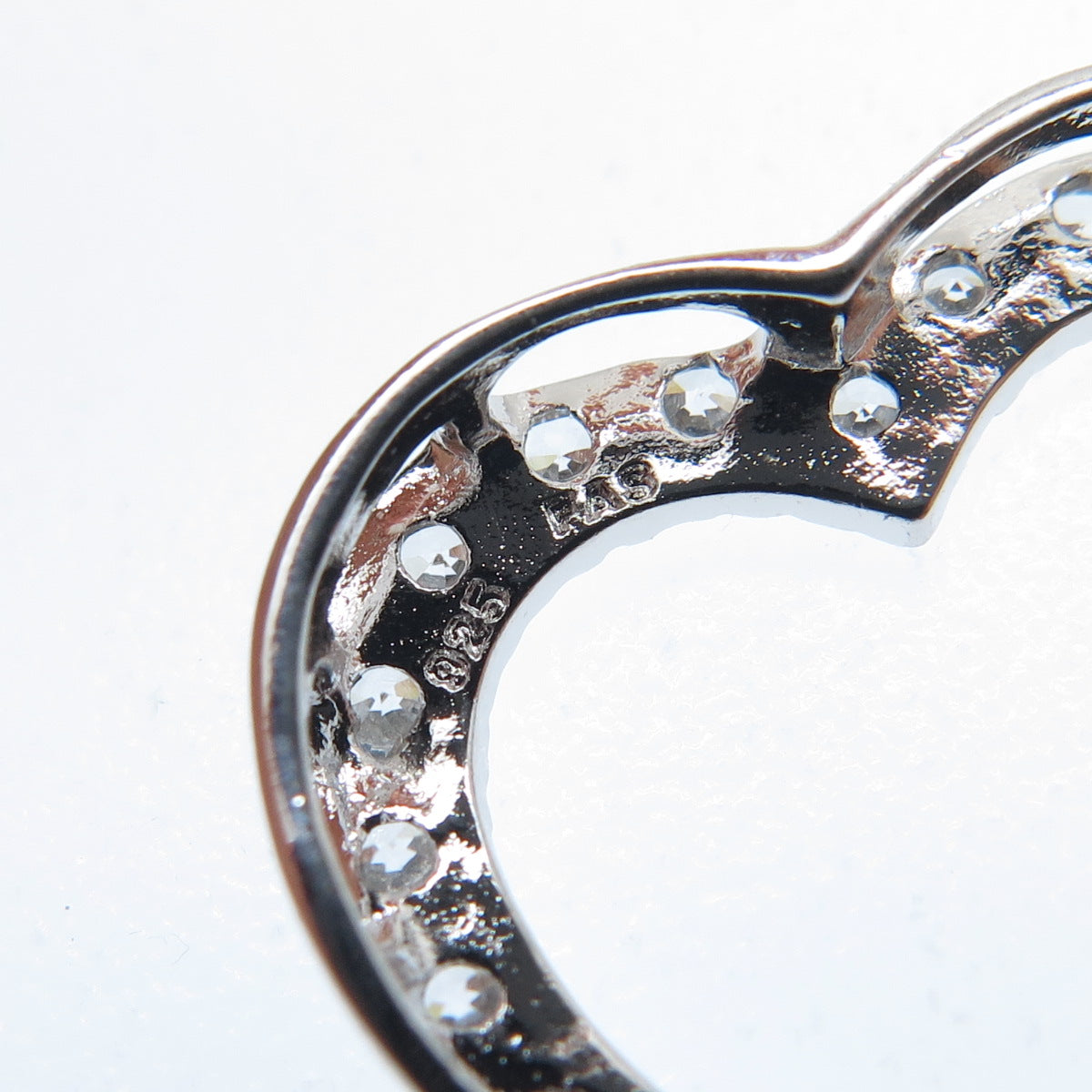925 Sterling Silver Round-Cut C Z Heart Slide Pendant