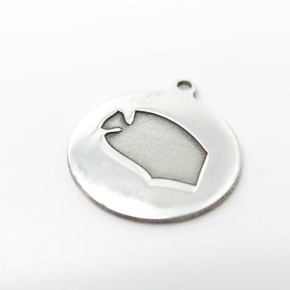 925 Sterling Silver USA Two In Town Fish Charm Pendant