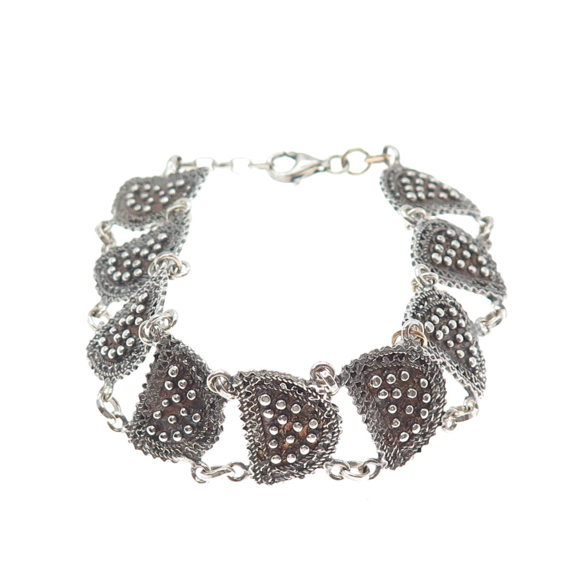 MARCELLO FONTANA 925 Sterling Vintage Italy Modernist Oxidized Bracelet 7-7.75"