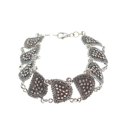 MARCELLO FONTANA 925 Sterling Vintage Italy Modernist Oxidized Bracelet 7-7.75"