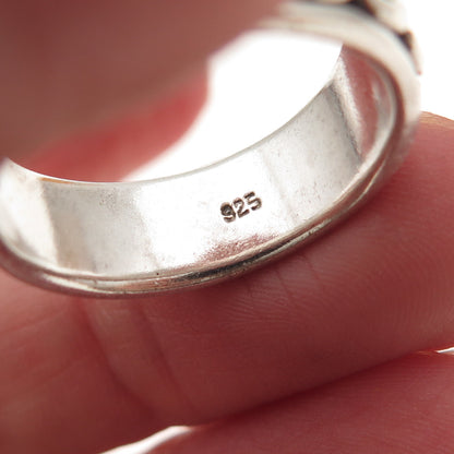 925 Sterling Silver Vintage Woven Oxidized Rotating Band Ring Size 8.75