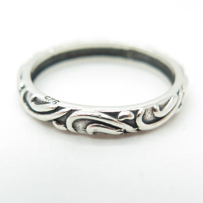 925 Sterling Silver Vintage Swirl Band Ring Size 6.75