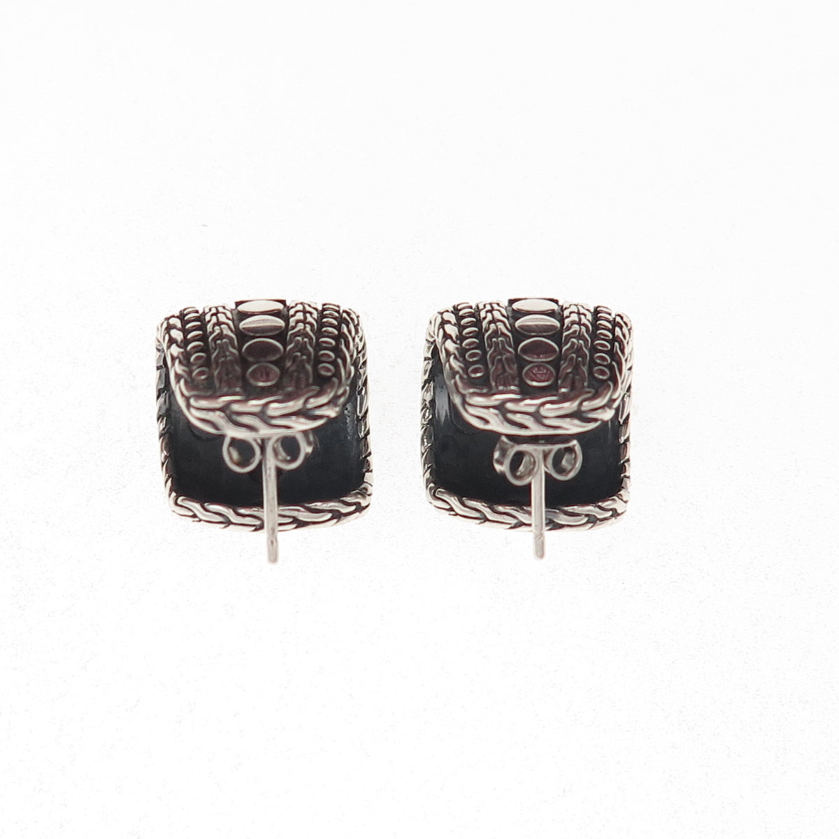 John Hardy 925 Sterling Silver Vintage Dot Nuansa J-Hoop Earrings