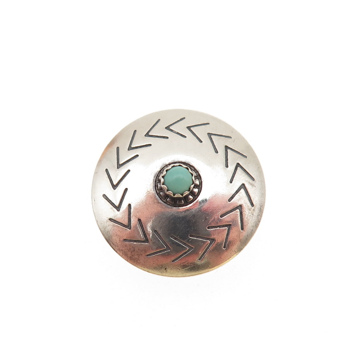 Old Pawn Sterling Silver Vintage Turquoise Snake Eye Concho Tribal Clip Button